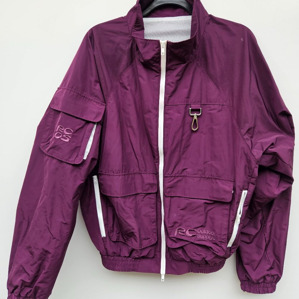 Men's burgundy nylon zipper jacket
